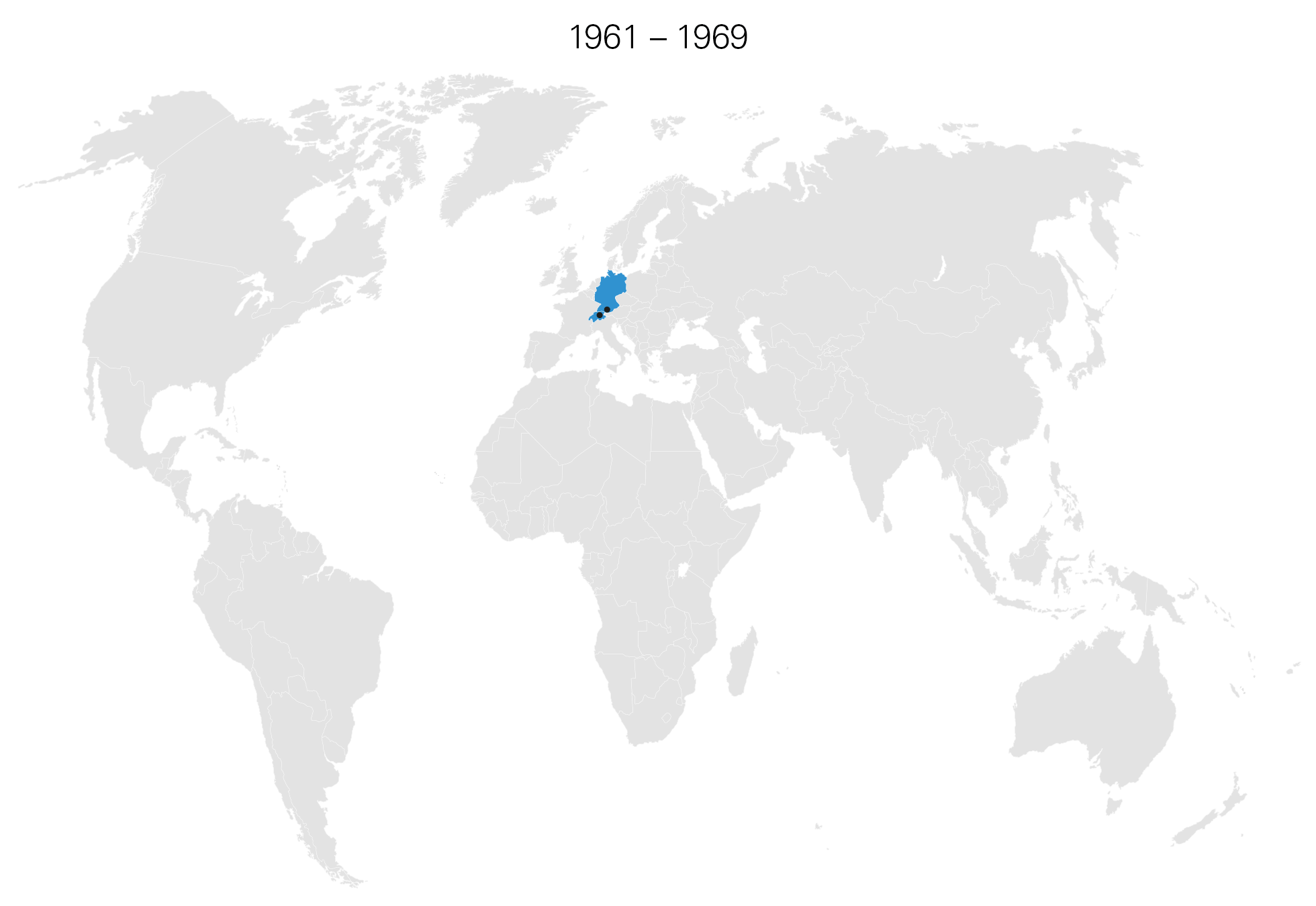 World Map Highlighting Germany's Growth 1961-1969 World Map Highlighting Germany's Growth 1961-1969