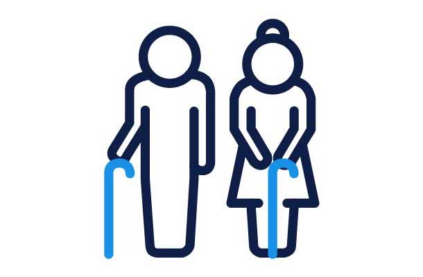 Elderly Care Icon with Walking Sticks Illustration Elderly Care Icon with Walking Sticks Illustration