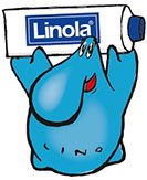 Linola Mascot Holding Product Tube Illustration Linola Mascot Holding Product Tube Illustration