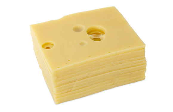 Swiss Cheese Slices with Holes on White Background Swiss Cheese Slices with Holes on White Background